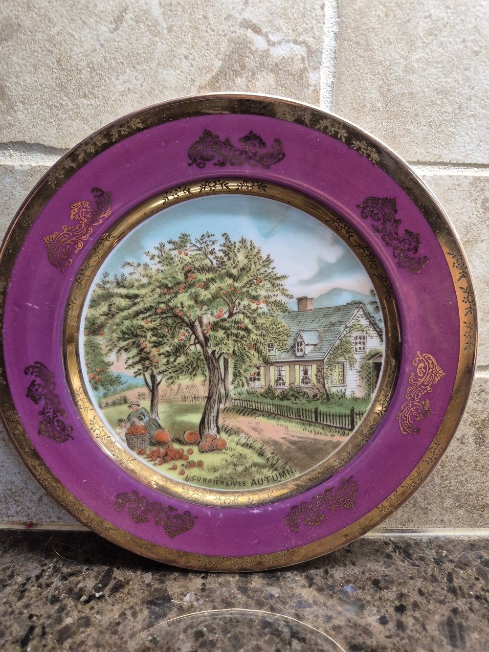 Currier And Ives American Homestead Autumn Vintage Collectible Plate